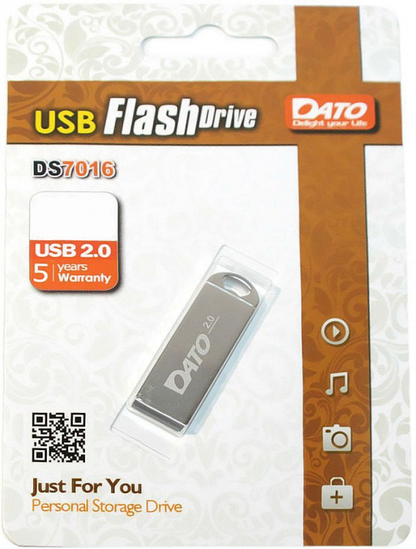 Флеш Диск Dato 64Gb DS7016 DS7016-64G USB2.0 серебристый