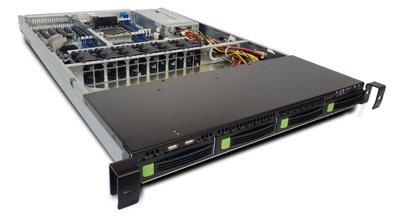 Серверная платформа Rikor 1U Server RP6104 noCPU(2)2nd GenScalable HS/TDP 150W/no DIMM(16)/HDD(4)LFF/4x1Gbe/1xFH/1xM.2 NWMe, 1xM.2 SATA /2x1200W/МИНПРОМТОРГ Реестр (6104.002.10)