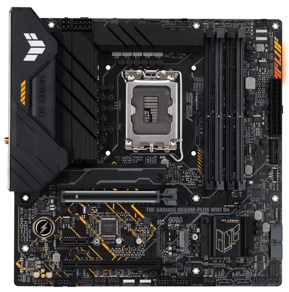 Материнская плата ASUS TUF GAMING B660M-PLUS WIFI, LGA1700, B660, 4*DDR5, DP+HDMI, CrossFireX, SATA3 + RAID, Audio, Gb LAN, USB 3.2*6, USB 2.0*6, COM*1 header (w/o cable), mATX ; 90MB1AZ0-M0EAY0 (TUF GAMING B660M-PLUS WIFI)