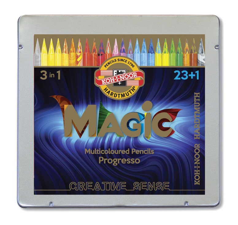 Карандаши цветные Koh-I-Noor Magic 3404 8774024004PL трехгранные 12цв. натур. цвет корпуса многоцветные/цельнографитные точилка/ластик карт.кор.