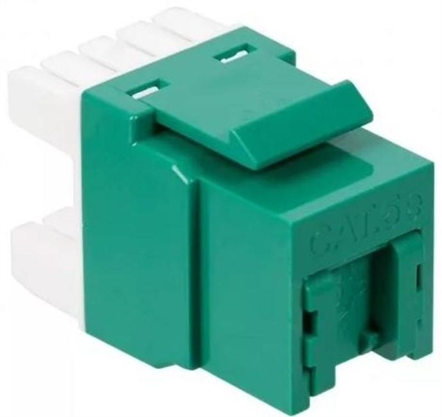 Коннекторы Модуль Keystone, RJ45, кат.5E, UTP, 180 градусов, со встроенной шторкой, зеленый (LAN-OK45U5E/180P-GN)