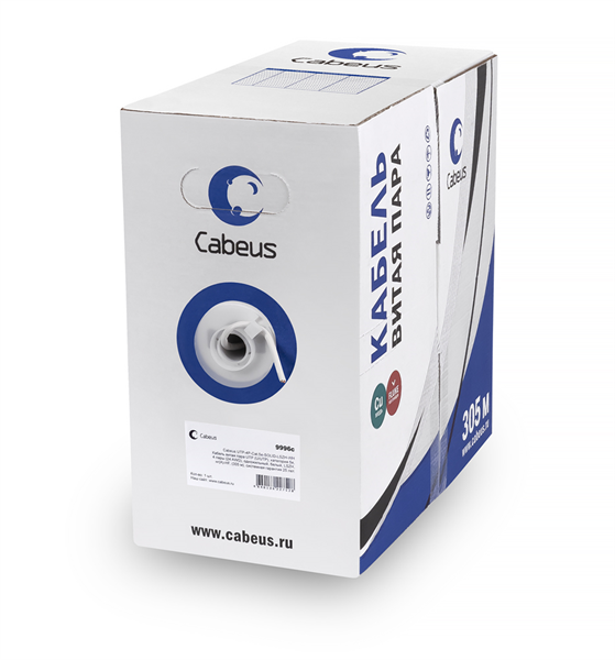   Неватека Cabeus UTP-4P-Cat.5e-SOLID-LSZH-GY-LIGHT Кабель витая пара UTP (U/UTP), категория 5e, 4 пары 0,47мм (24 AWG), LSZH, нг(А)-HF, серый, (305 м) (UTP-4P-Cat.5e-SOLID-LSZH-GY-LIGHT)