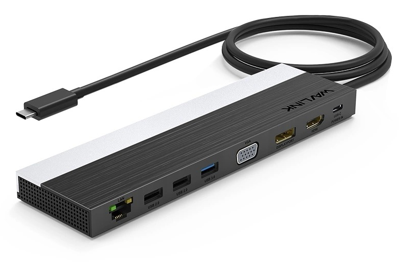 Док-станция Docking Station WAVLINK USB-C 4K Universal /85W PowerDelivery/2xUSB3.0/2xUSB2.0/1xUSB C/1xDP 4K 30HZ/1xHDMI 4K 30HZ/1xVGA/1xGigabit LAN/1xAudio In/Out/1xSD/Micro SD CardReader (WL-UMD03)