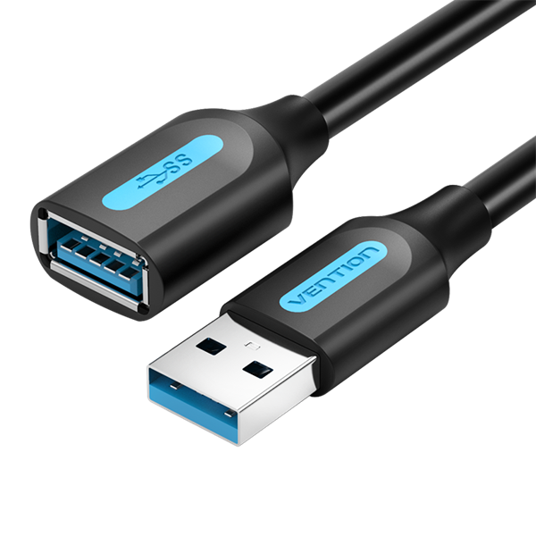 Переходник Vention USB 3.0 A Male to A Female Extension Cable 1M Black PVC Type (CBHBF)