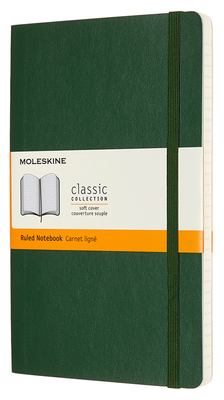 Блокнот Moleskine CLASSIC SOFT QP616K15 Large 130х210мм 192стр. линейка мягкая обложка зеленый