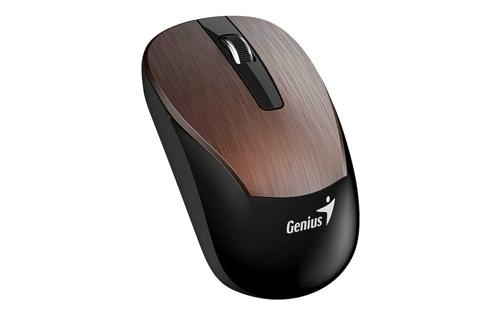 Мышь беспроводная Genius ECO-8015 коричневый металлик (Coffee), 2.4GHz, BlueEye 800-1600 dpi, аккумулятор NiMH