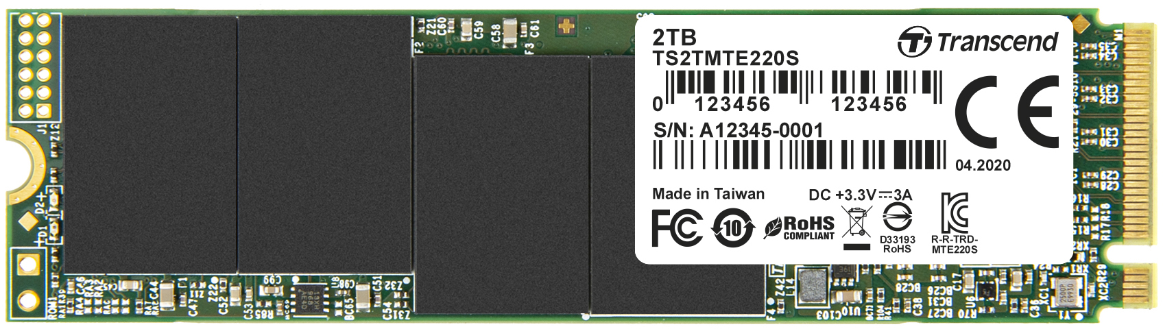 Накопитель SSD Transcend PCI-E x4 2Tb TS2TMTE220S M.2 2280