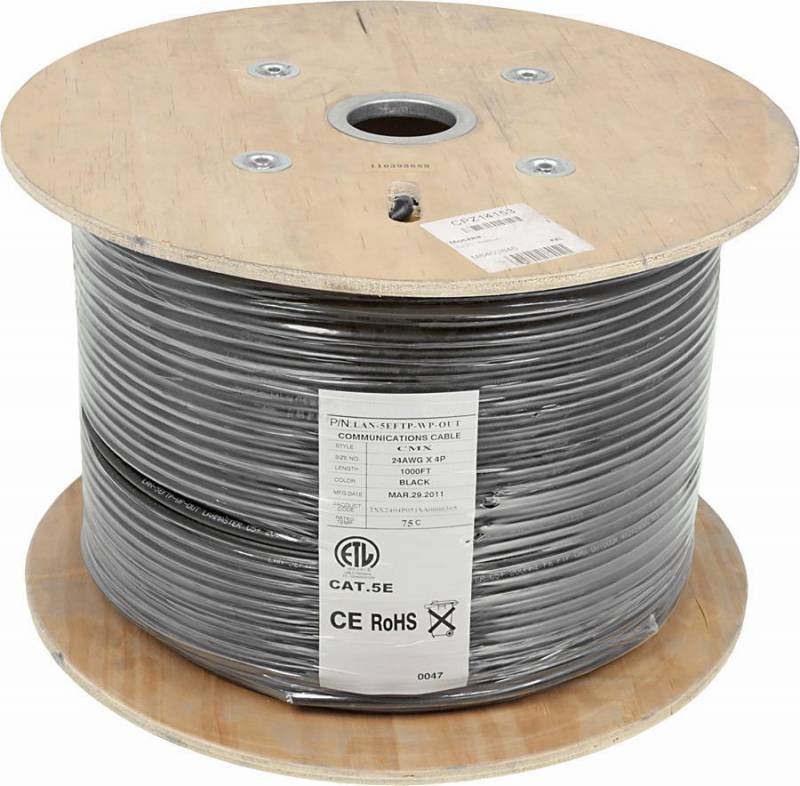 Кабель информационный Lanmaster LAN-5EFTP-WP-OUT кат.5е F/UTP общий экран 4X2X24AWG PE внешний 305м