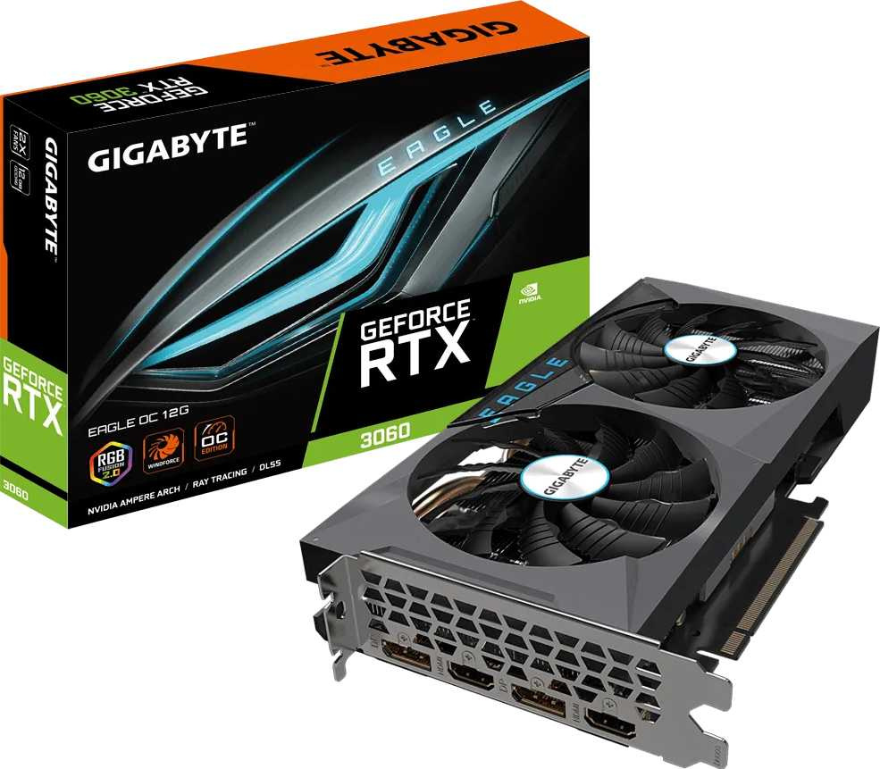 Видеокарта Gigabyte PCI-E 4.0 GV-N3060EAGLE OC-12GD V2.0 LHR NVIDIA GeForce RTX 3060 12288Mb 192 GDDR6 1807/15000/HDMIx2/DPx2/HDCP Ret