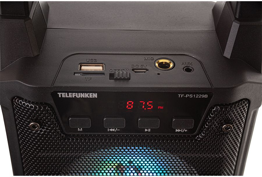 Портативная акустика Колонка порт. Telefunken TF-PS1229B черный 8W 1.0 BT/3.5Jack/USB 1200mAh (TF-PS1229B(ЧЕРНЫЙ))