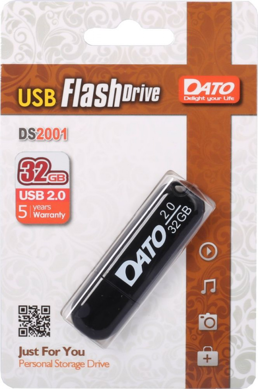 Флеш Диск Dato 32Gb DS2001 DS2001-32G USB2.0 черный