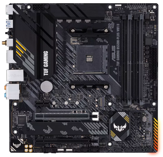 Материнская плата ASUS TUF GAMING B550M-PLUS WIFI II, Socket AM4, B550, 4*DDR4, HDMI+DP, CrossFireX, SATA3 + RAID, Audio, 2,5Gb LAN, USB 3.2*8, USB 2.0*6, COM*1 header (w/o cable) mATX ; 90MB19Y0-M0EAY0 (TUF GAMING B550M-PLUS WIFI II)