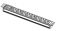 Блок розеток Rem-10 без шнура с выкл., 8 Schuko, вход IEC 60320 C14, 10A, алюм., 19" (R-10-8S-V-440-Z)