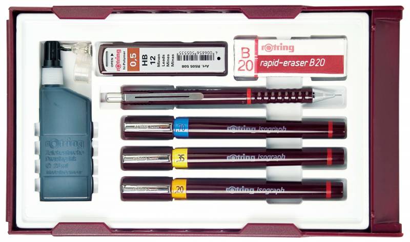 Набор изографов Rotring College Set S0699370 в компл.:0.2/0.3/0.5мм/1 кар Tikky 0.5мм/4 кртр