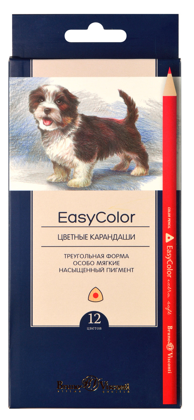 Цветные карандаши Карандаши цветные Bruno Visconti EasyColor 30-0028 трехгранные дерево d=3мм 12цв. карт.кор.