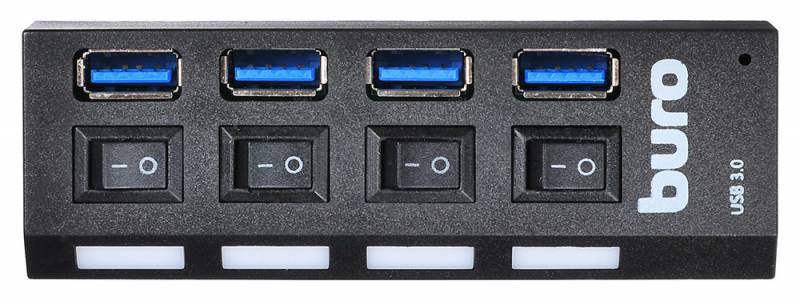 USB Hub Разветвитель USB 3.0 Buro BU-HUB4-U3.0-L 4порт. черный