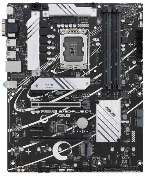 Материнская плата ASUS PRIME B760-PLUS D4, LGA1700, B760, 4*DDR4, HDMI+DP+VGA, 4xSATA3 + RAID, M2, Audio, Gb LAN, USB 3.2, USB 2.0, ATX; 90MB1CW0-M0EAY0 (PRIME B760-PLUS D4)