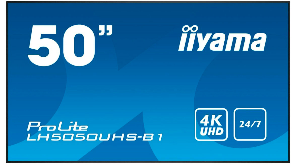 Панель Iiyama 50" LH5052UHS-B1 черный VA LED 8ms 16:9 DVI HDMI M/M глянцевая 4000:1 500cd 178гр/178гр 3840x2160 D-Sub DisplayPort FHD 14.8кг