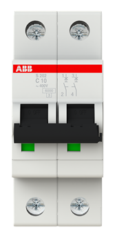 Выключатель автоматический ABB 2 полюса S202 10А 6кА (2CDS252001R0104)