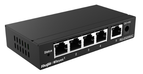 Коммутатор Reyee 5-Port Gigabit Smart Switch, 5 Gigabit RJ45 Ports, Desktop Steel Case (RG-ES205GC)