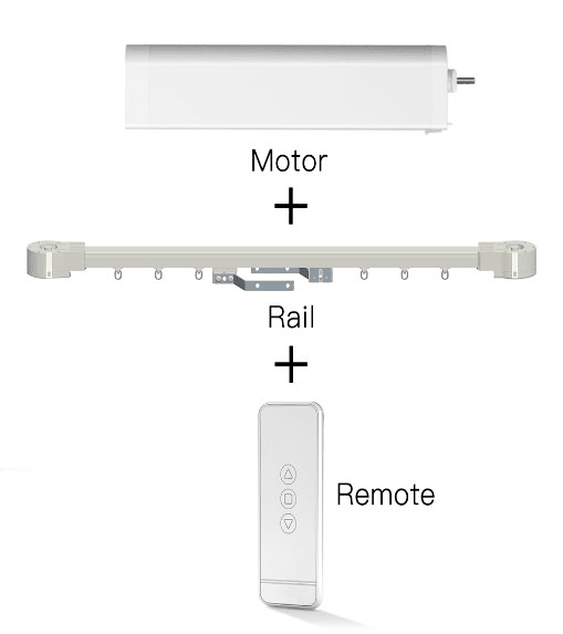 Комлект моторов для раздвижных штор MOES Zigbee Curtain Motor Splicing Rail 2.16-3.2 Meter With Remoter With Adapter Neutral Packing ZC-PJ320