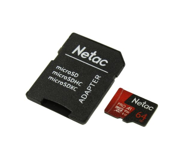 Карта памяти Netac MicroSD card P500 Extreme Pro 64GB, retail version w/SD adapter