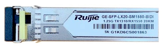 Трансивер Reyee 1000BASE-LX, SFP Transceiver, BIDI-TX1550/RX1310,20km,LC (GE-SFP-LX20-SM1550-BIDI)