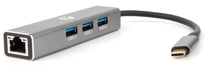 VCOM DH311A Кабель-концентратор USB 3.1 Type-Cm --> RJ-45+3port USB3.0(f)  Aluminum Shell VCOM [DH311A] [4895182246775]