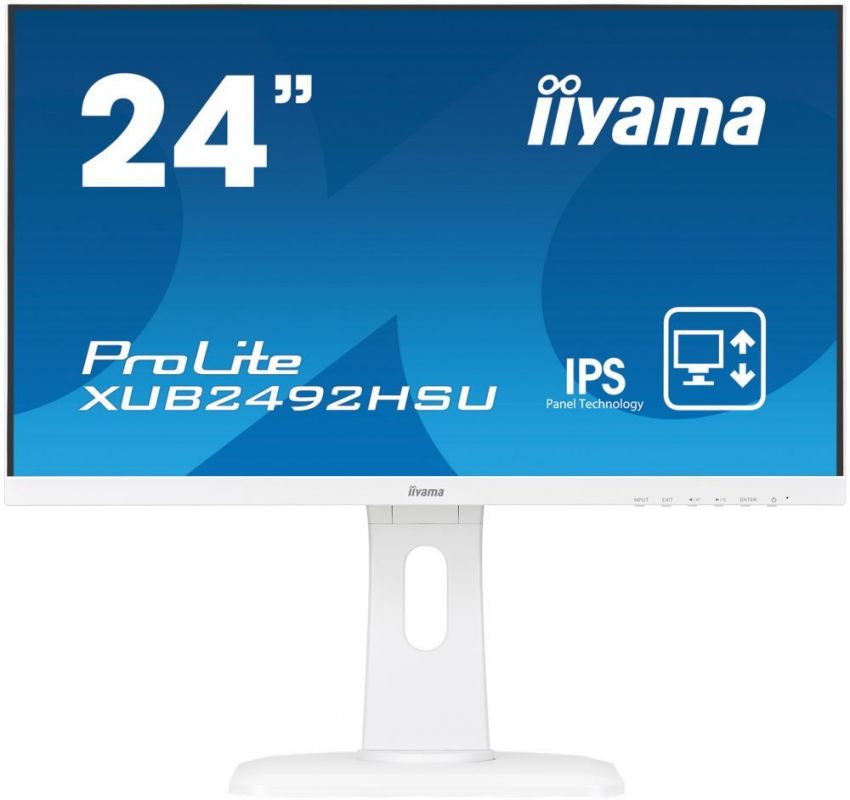 Монитор Iiyama 23.8" ProLite XUB2492HSU-W1 белый IPS LED 5ms 16:9 HDMI M/M матовая HAS Pivot 1000:1 250cd 178гр/178гр 1920x1080 D-Sub DisplayPort FHD USB 5.45кг