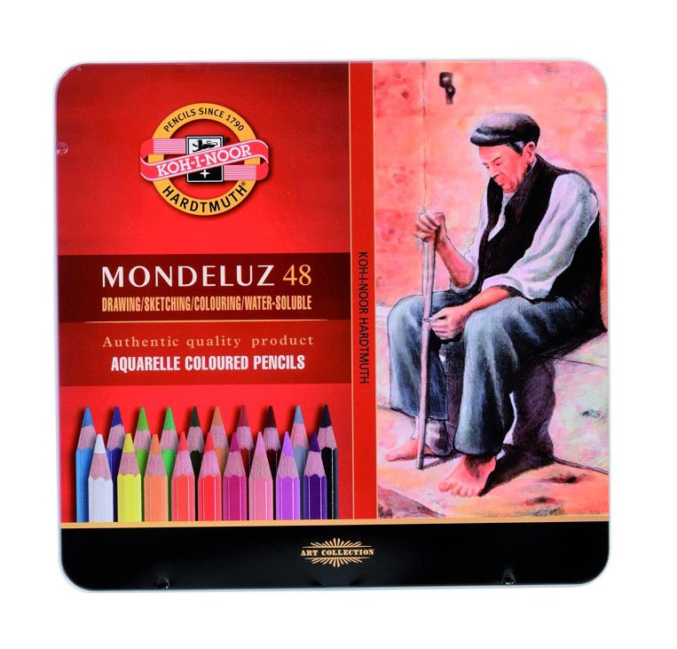 Карандаши цветные акварельные Koh-I-Noor Mondeluz 3726 3726048001PL шестигранные дерево 48цв. цветной корпус акварельный эффект мет.кор. (48шт)