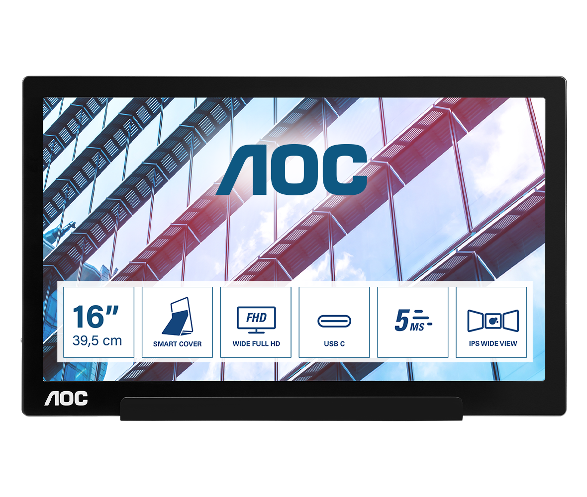 Монитор AOC 15.6" Style I1601P черный IPS LED 16:9 матовая 700:1 220cd 160гр/160гр 1920x1080 FHD USB 0.824кг