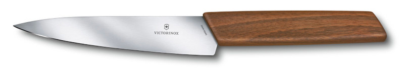 Ножи кухонные  Неватека Нож кухонный Victorinox Swiss Modern (6.9010.15G) стальной разделочный лезв.150мм прямая заточка дерево блистер