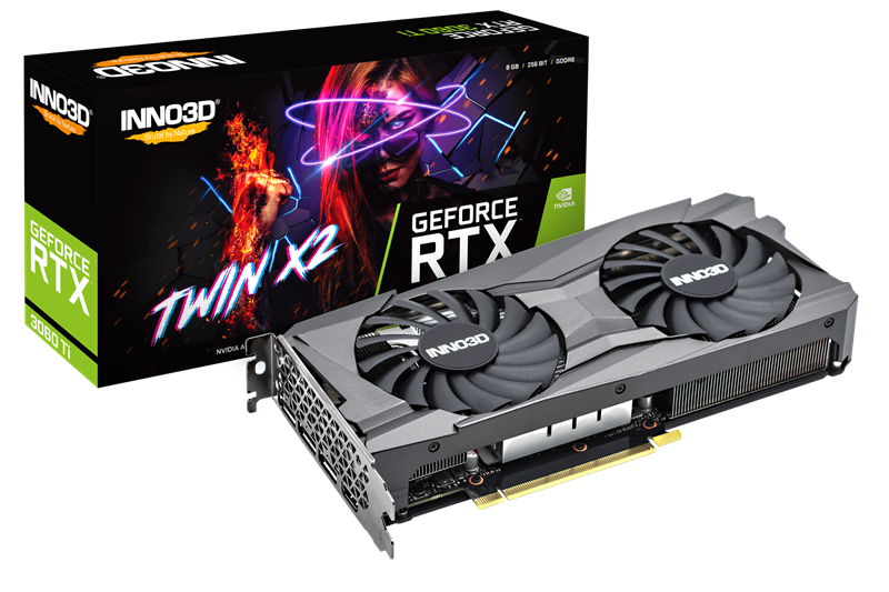 Видеокарта INNO3D RTX 3060 Ti Twin X2//RTX3060Ti, HDMI, DP*3, 8G,D6 (N306T2-08D6-119032DH)