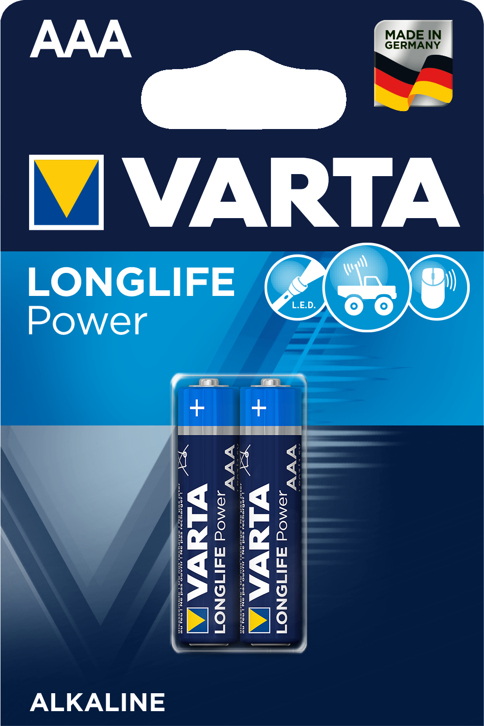 Батарейка Varta LONGLIFE POWER (HIGH ENERGY) LR03 AAA BL2 Alkaline 1.5V (4903) (2/20/100) (2 шт.) VARTA 04903121412