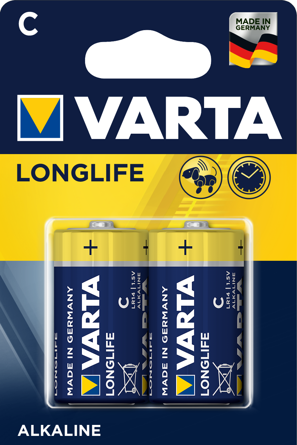 Батарейка Varta LONGLIFE LR14 C BL2 Alkaline 1.5V (4114) (2/20/200) (2 шт.) VARTA 04114101412