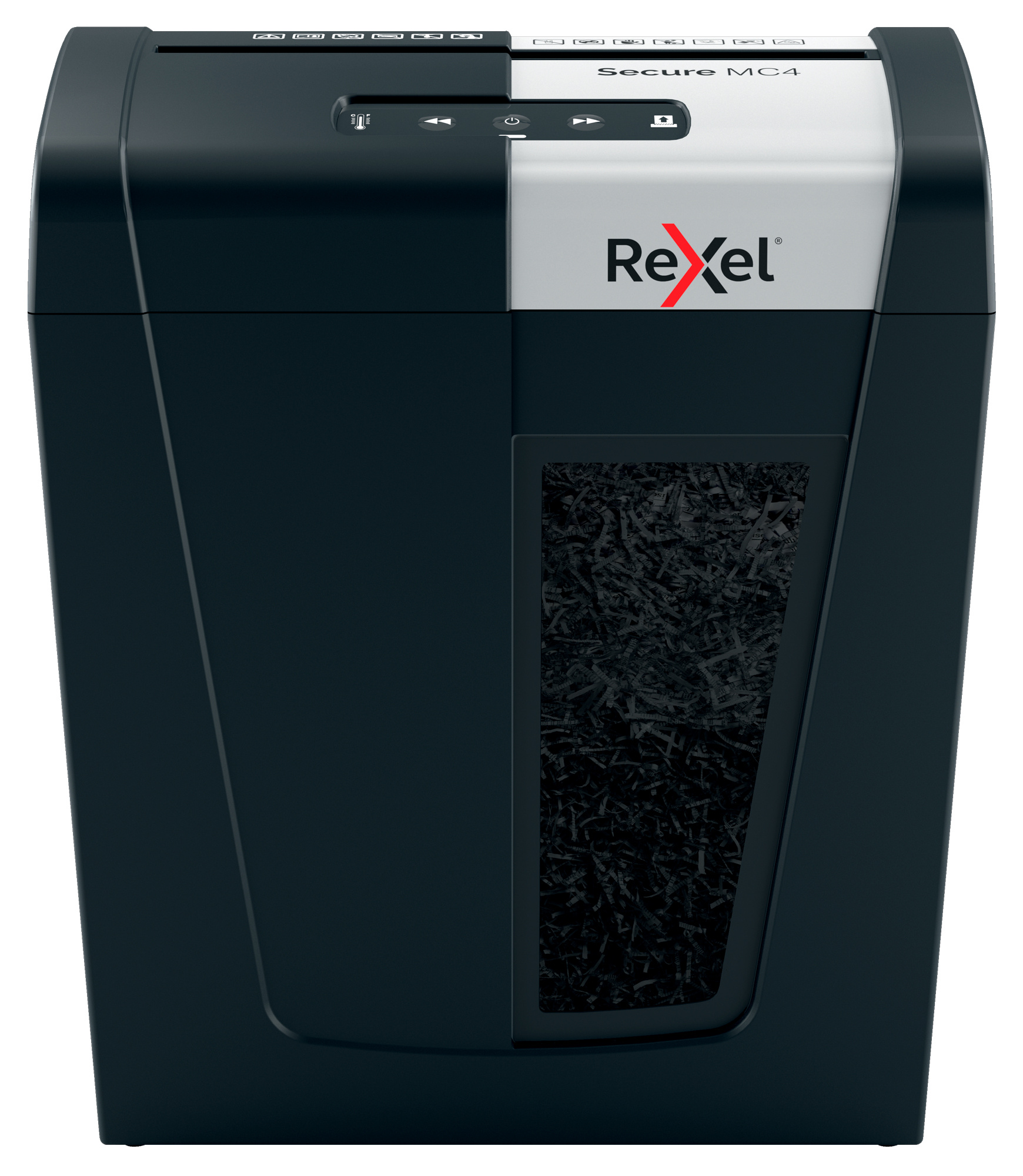 Шредеры (Уничтожители) Шредер Rexel SECURE MC4 EU черный (секр.P-5)/фрагменты/4лист./14лтр./скрепки/скобы