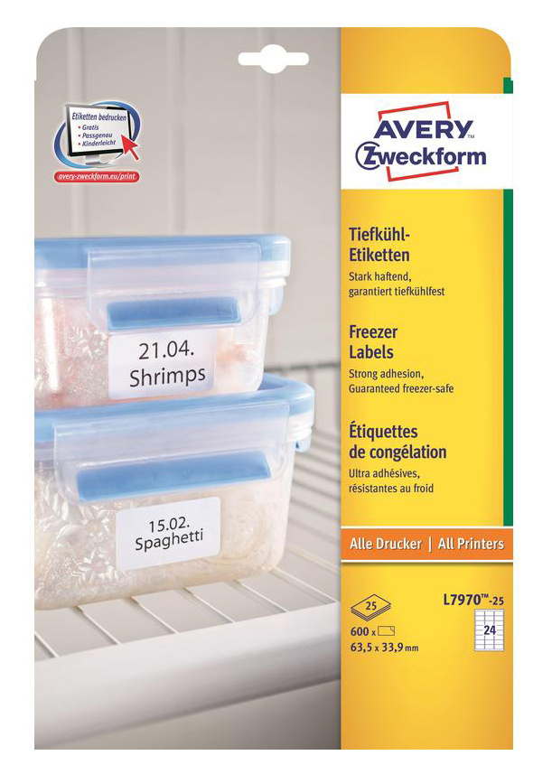 Этикетки Avery Zweckform L7970-25 486492 24шт на листе/68г/м2/25л./синий самоклей. универсальная