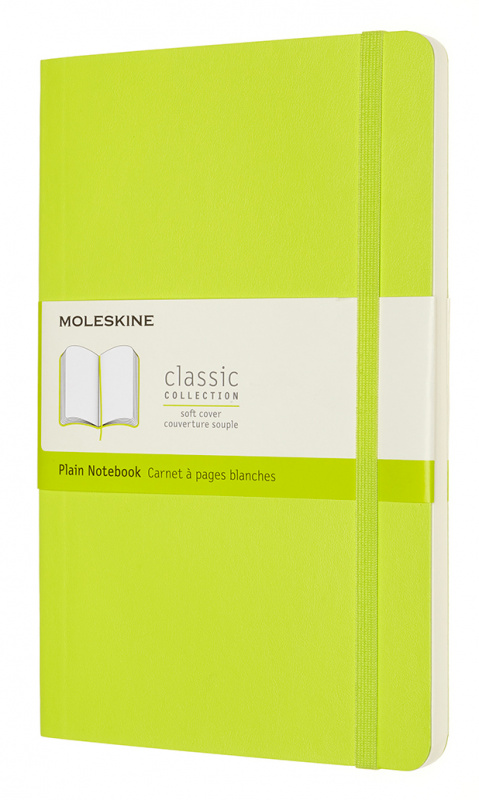 Блокнот Moleskine CLASSIC SOFT QP618C2 Large 130х210мм 192стр. нелинованный мягкая обложка лайм