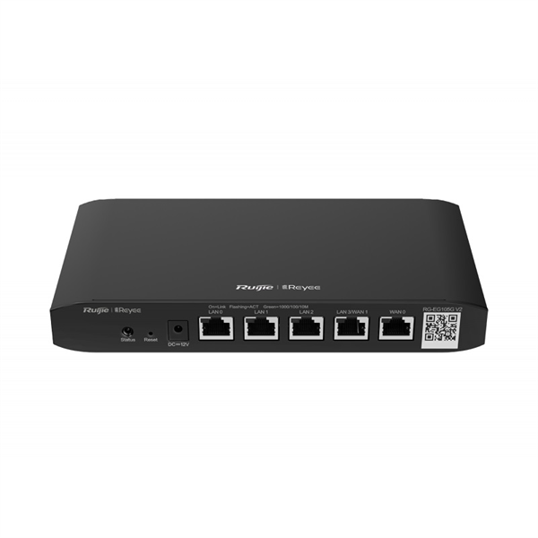 Маршрутизатор Reyee 5-Port Gigabit Cloud Managed  router, 5 Gigabit Ethernet connection Ports, support up to 2 WANs,  100 concurrent users, 600Mbps. (RG-EG105G V2)