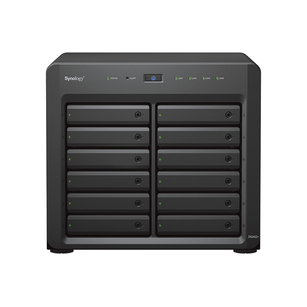 Система хранения данных Synology QC2.2GHz CPU/4GB(up to 32GB)/RAID 0,1,5,6,10/up to 12 SATA SSD/HDD (3.5" or 2.5") (up to 24 with 1xDX1222), 2xUSB3.0, 4xGbE(+1Expslot),iSCSI, 2xIPcam(upto40)/1xPS/3YW' (DS2422+)