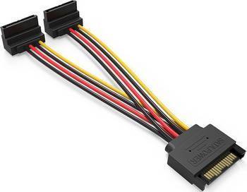 Кабель питания-разветвитель Vention SATA 15pin M / 2 x SATA 15pin F угол 90 - 0.15м Vention KDBBB