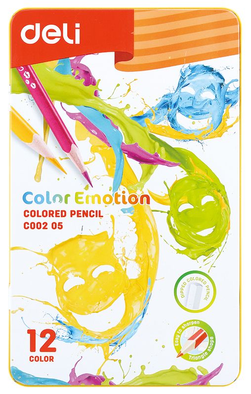 Цветные карандаши Карандаши цветные Deli EC00205 Color Emotion липа 12цв. мет.кор.