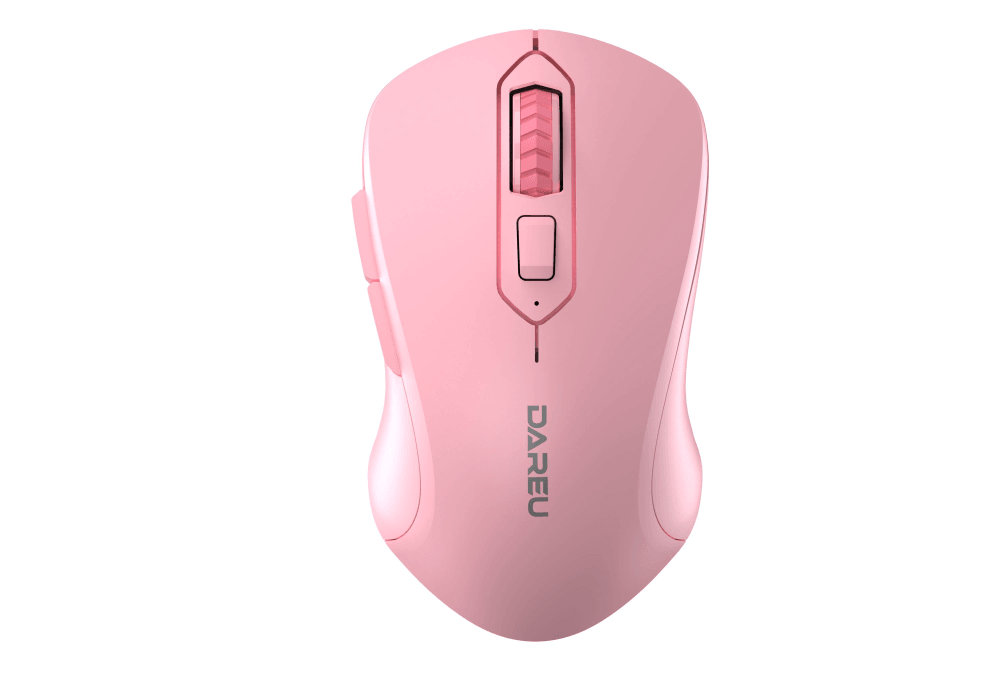 Мышь беспроводная Dareu LM115B Pink (розовый), DPI 800/1200/1600, подключение: ресивер 2.4GHz + Bluetooth, размер 107x59x38мм