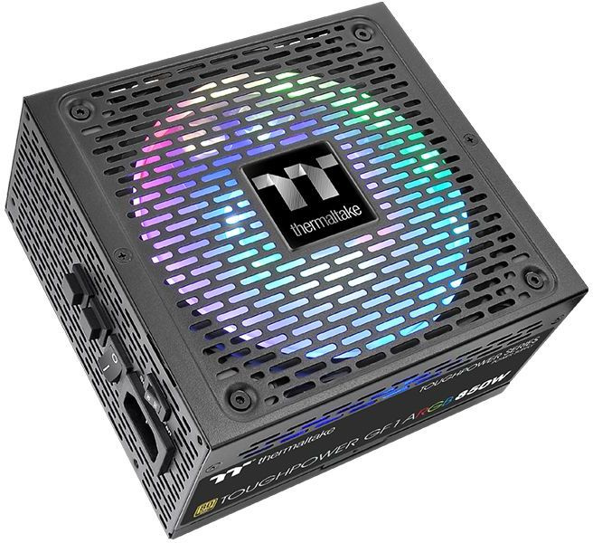   Неватека Блок питания Thermaltake ATX 850W Toughpower GF1 ARGB 80+ gold (24+4+4pin) APFC 140mm fan color LED 12xSATA Cab Manag RTL