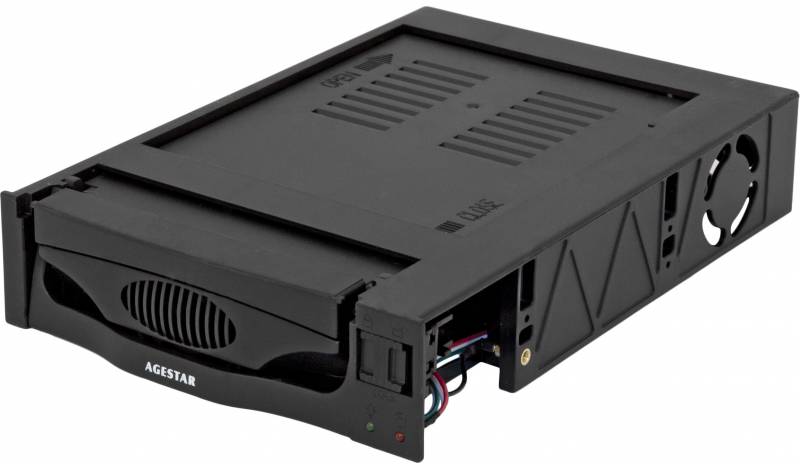 Mobile Rack Сменный бокс для HDD AgeStar MR3-SATA(S)-1F SATA II пластик черный 3.5"