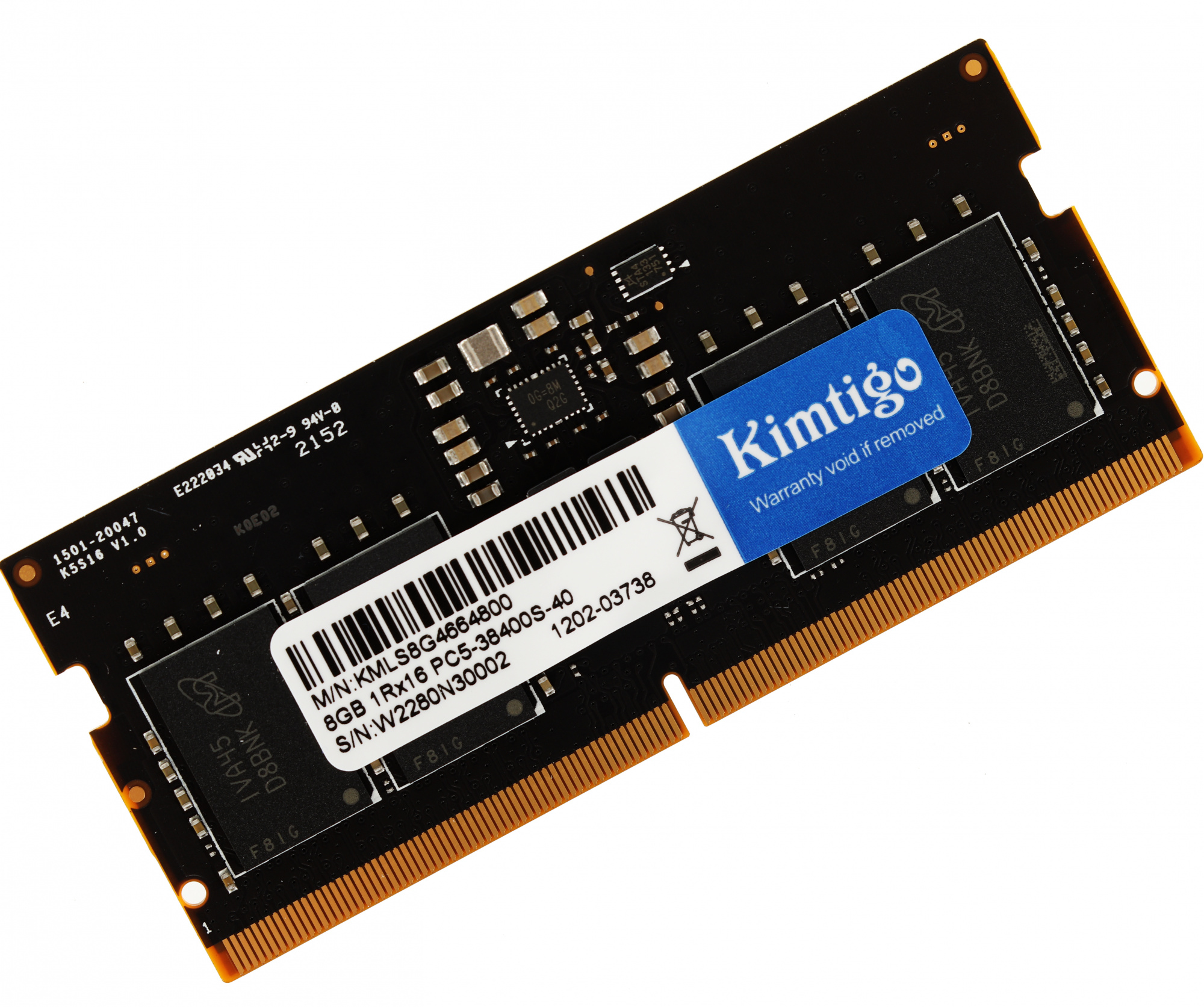   Неватека Память DDR5 8Gb 4800MHz Kimtigo KMLS8G4664800 RTL PC4-21300 CL19 SO-DIMM 260-pin 1.2В single rank