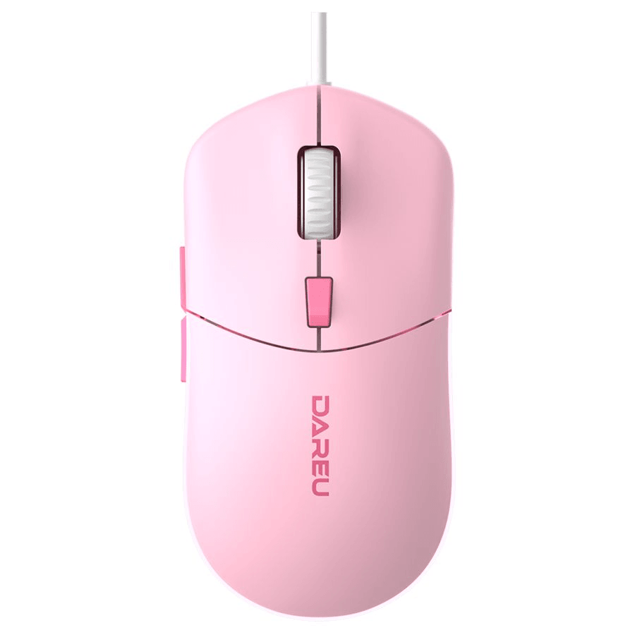 Мышь проводная Dareu LM121 Pink (розовый), DPI 800/1600/2400/6400, подсветка RGB, размер 116x35x60мм, 1,8м