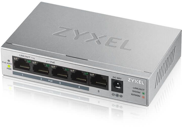 Коммутатор Zyxel GS1005HP-EU0101F 5G 4PoE+ 60W неуправляемый