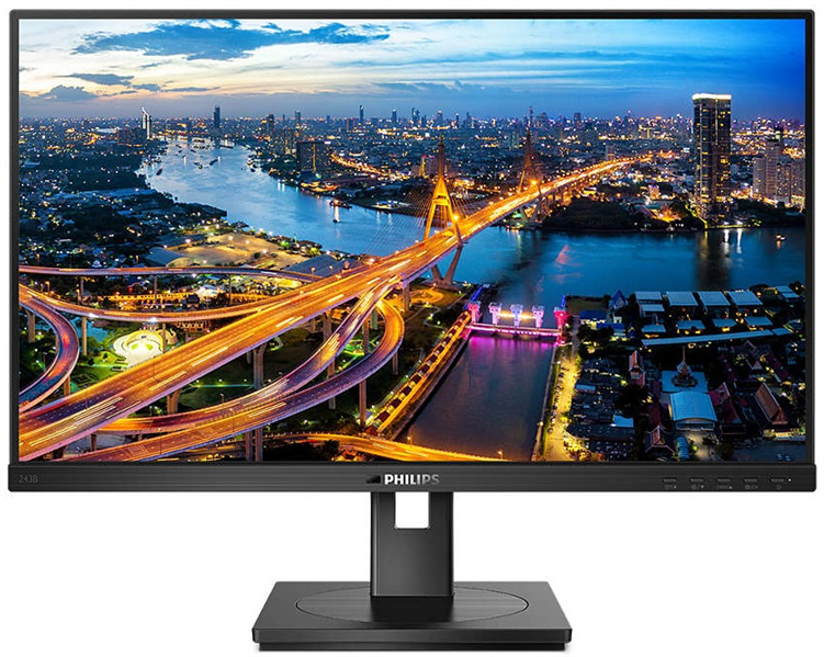 Монитор 23,8" Philips 243B1 1920x1080 75Гц  IPS W-LED 16:9 4ms HDMI DP 4*USB3.2 USB-C 3.2 50M:1 1000:1 178/178 250cd RJ45 USB-C Power Delivery HAS Pivot Tilt Swivel Speakers Black (243B1/00)