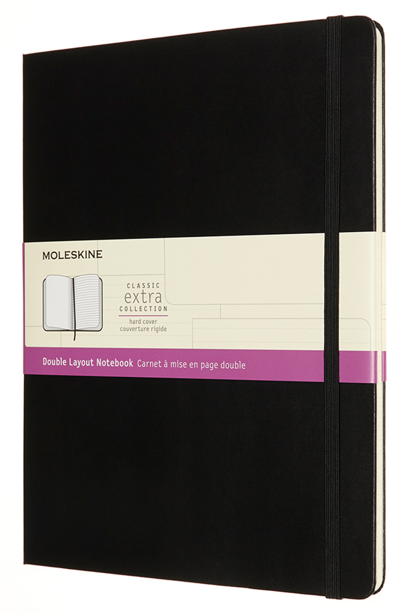 Блокнот Moleskine CLASSIC DOUBLE NB413HBK 190х250мм 192стр. линейка/нелинованный твердая обложка черный